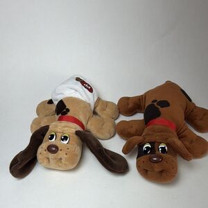 Pound Puppies 2pc Small Plush Dog Lot Brown & Tan PP Heart Logo